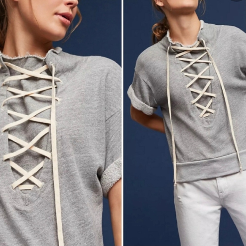 T.LA BRAND NEW Grey Tie Up lace Sweatshirt!